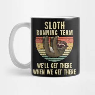 Sloth Running Team T-Shirt - Retro Sunset Gift Mug